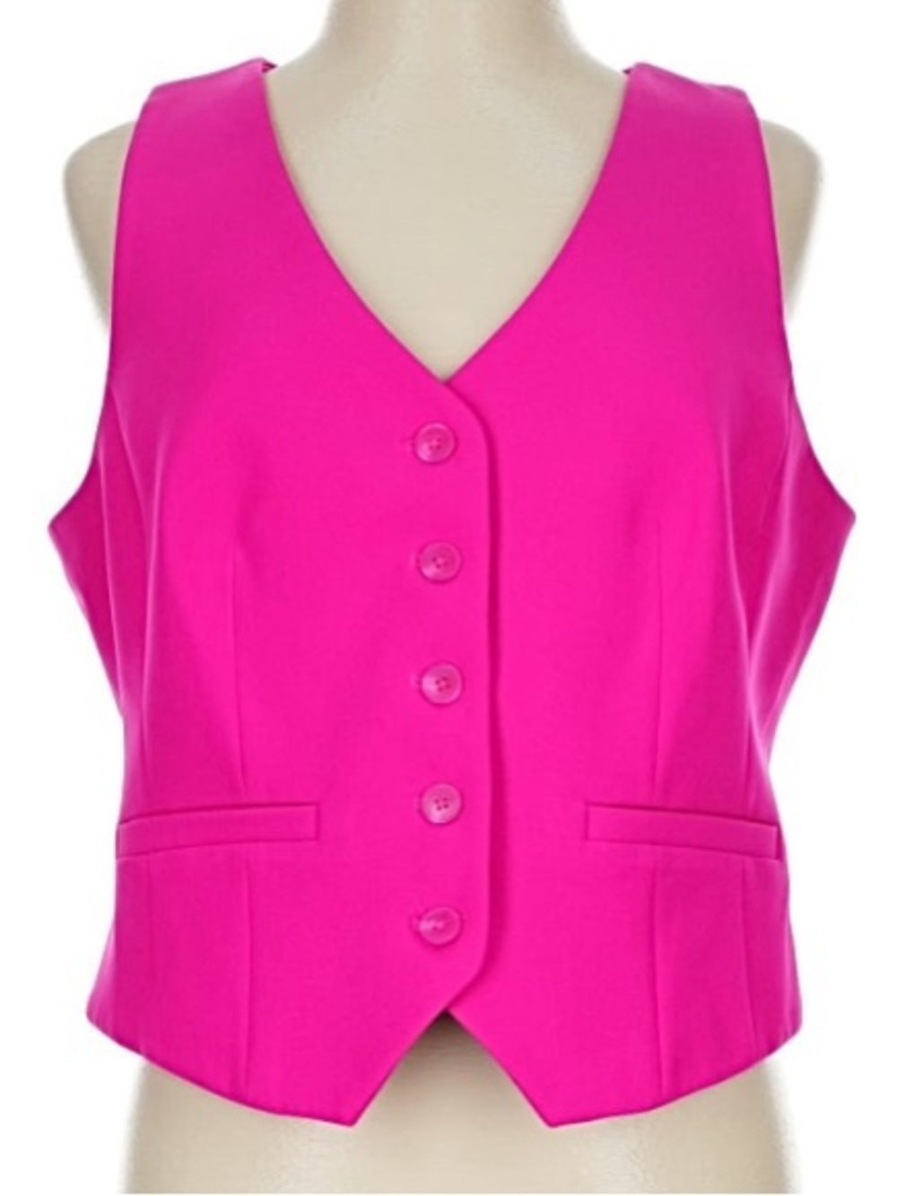 Express Hot Pink V-Neck Button Front Vest